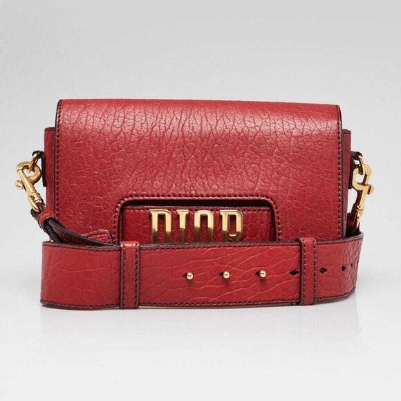 Christian Dior Red Pebbled Calfskin Leather Dio(r)evolution Flap Bag - Picture 1 of 11